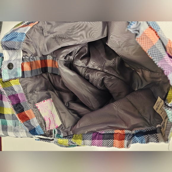 Plaid Colorful Snow Pants Snowboard Ski Lined Waterproof XL children's EUC ^ - Picture 2 of 7